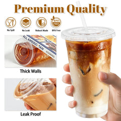 Clawsoff clear cup filled with iced coffee highlighting drink visibility