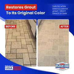 Close-up of grout after application showing dirt lifting with Clean-eez