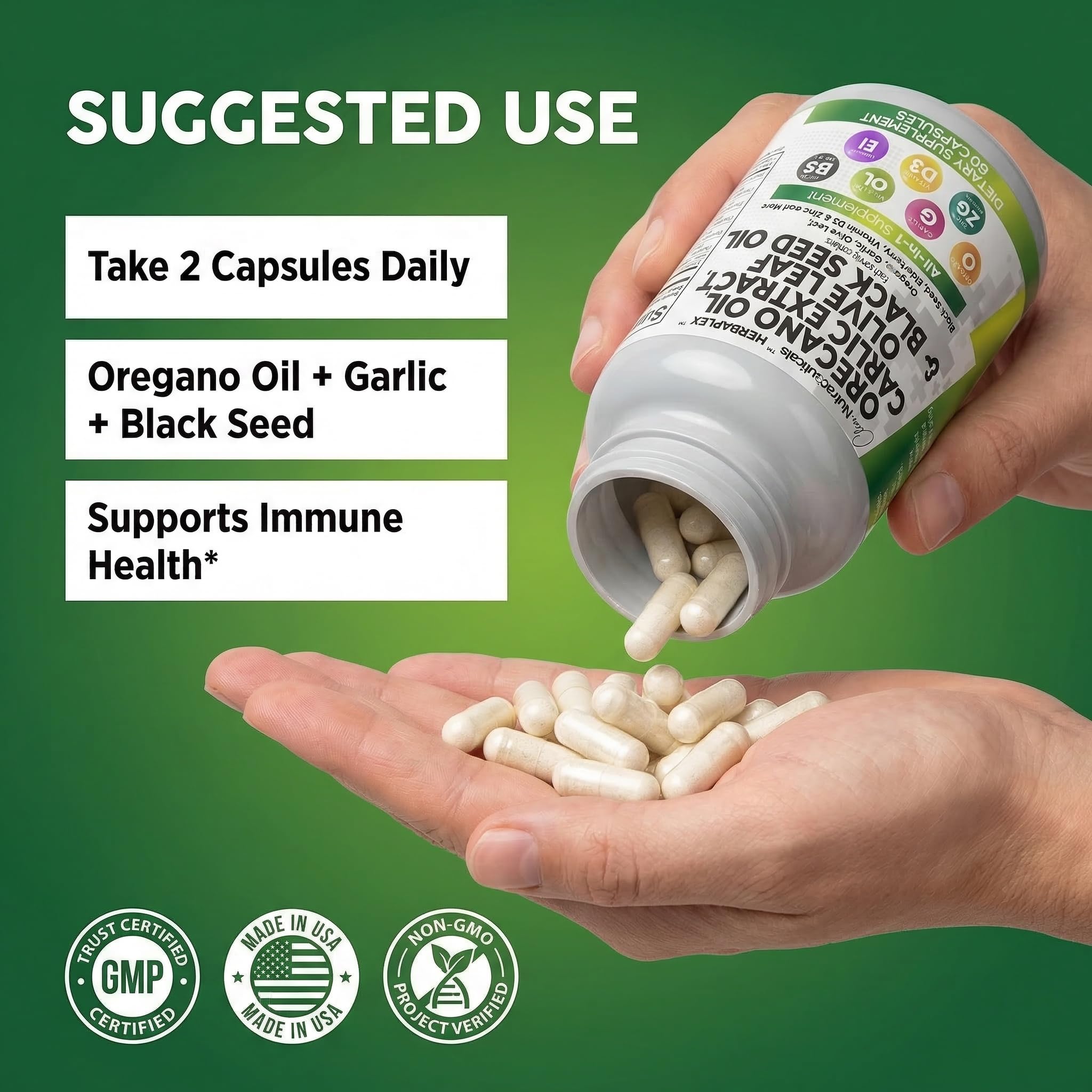 Person taking HerbaPlex capsule showing Clean Nutraceuticals convenience
