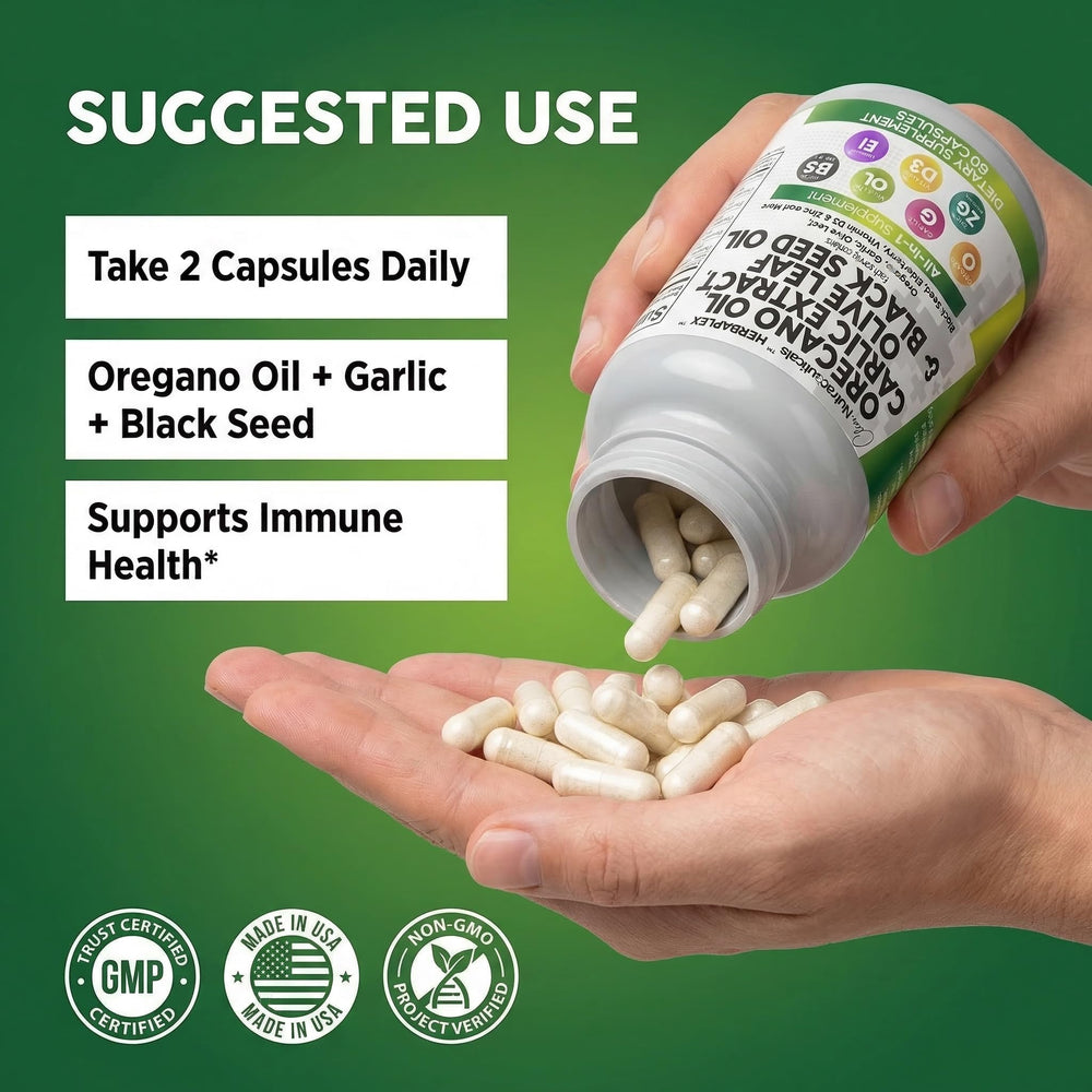 Person taking HerbaPlex capsule showing Clean Nutraceuticals convenience