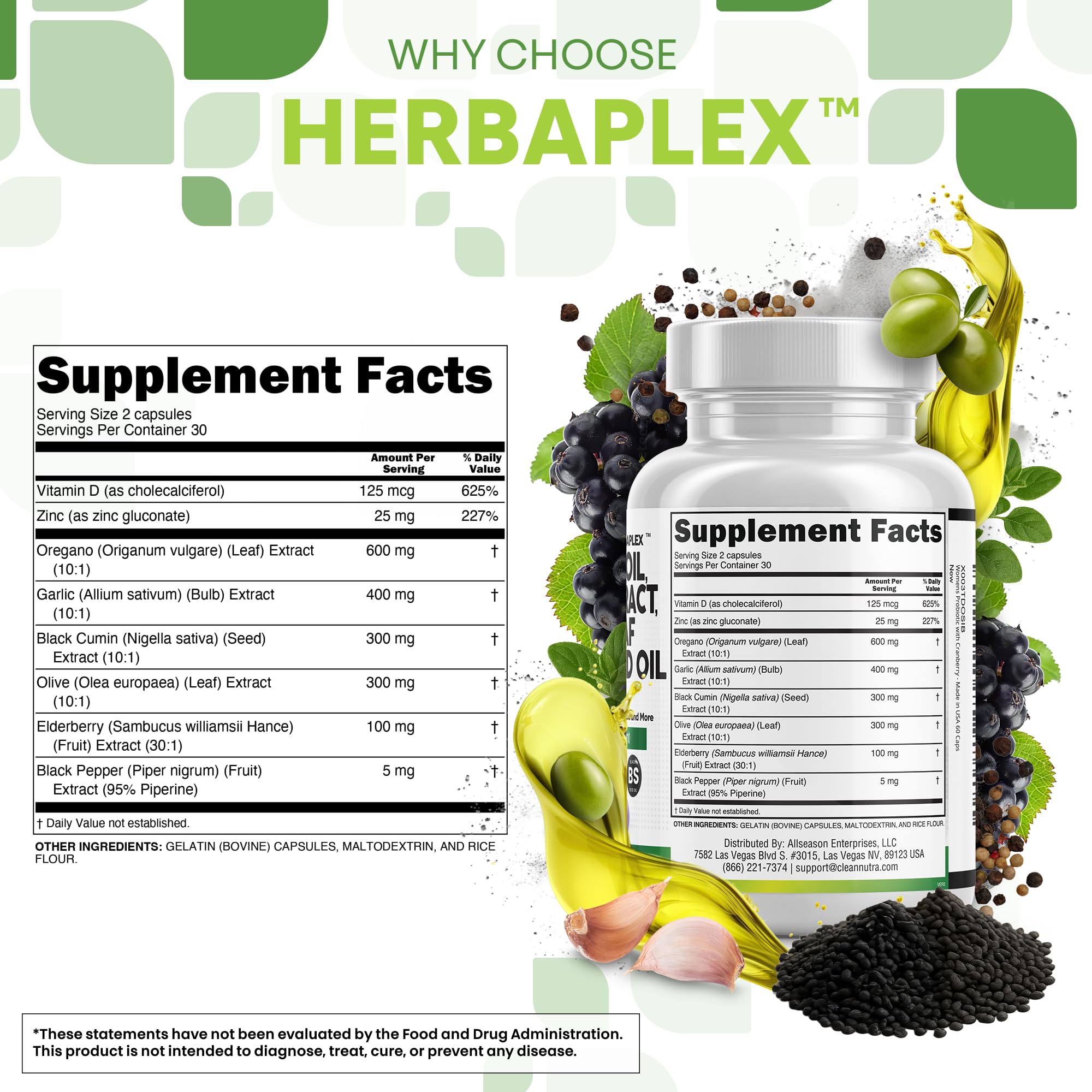 Two HerbaPlex capsules beside a ruler for scale from Clean Nutraceuticals