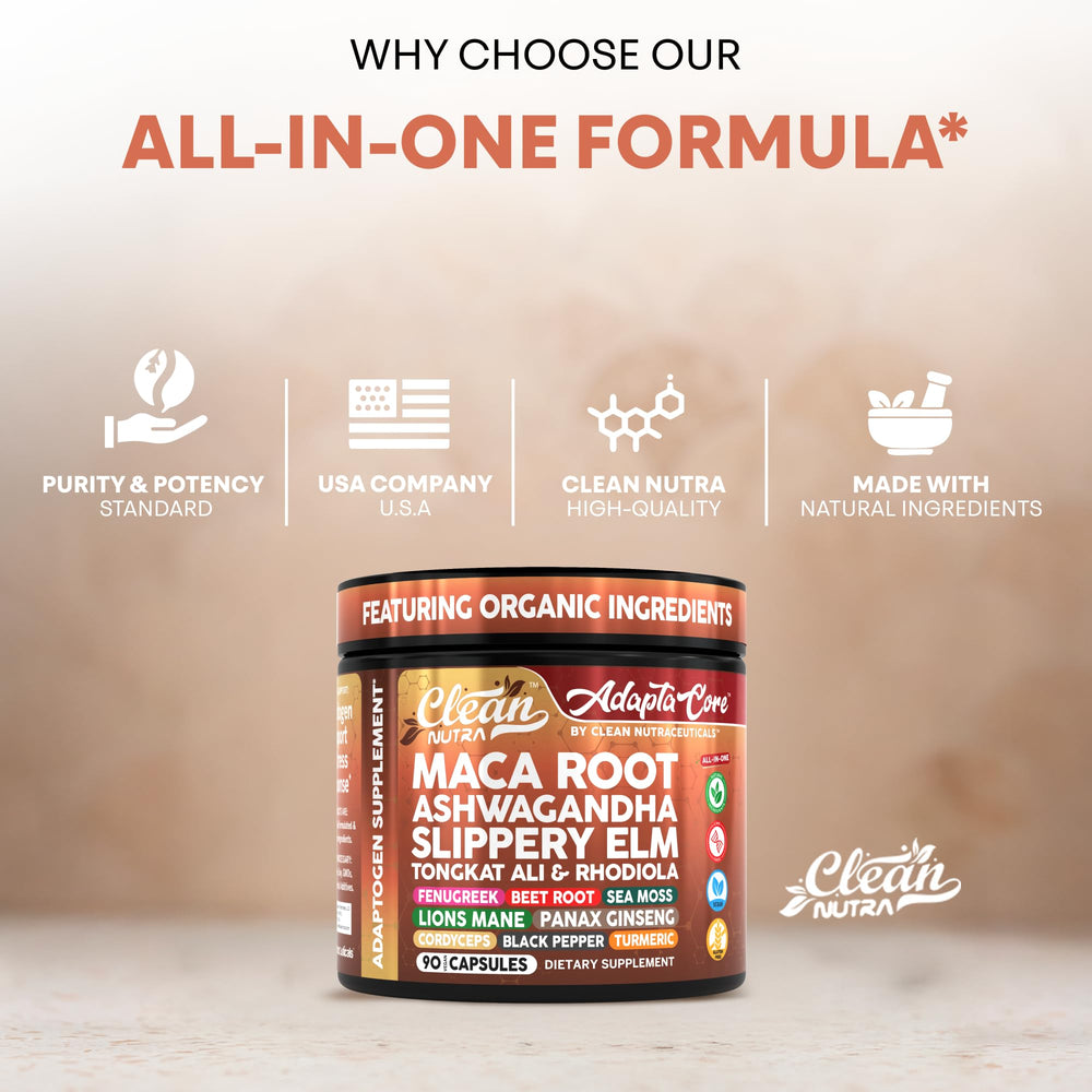 Clean Nutraceuticals bottle placed on wooden counter evoking natural supplement lifestyle