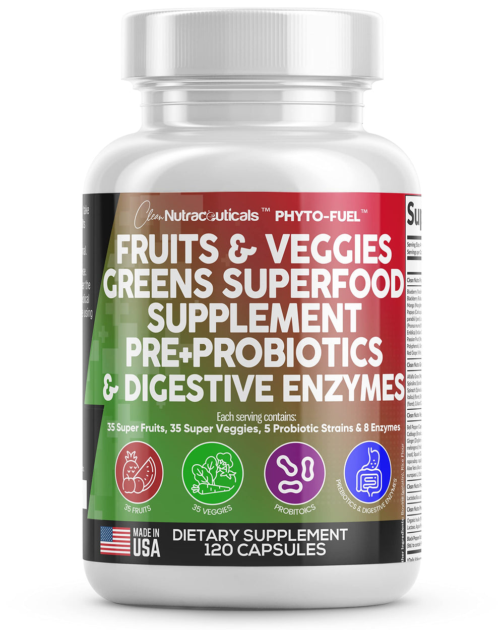 Clean Nutraceuticals bottle front label showing product name and count, clear branding benefit