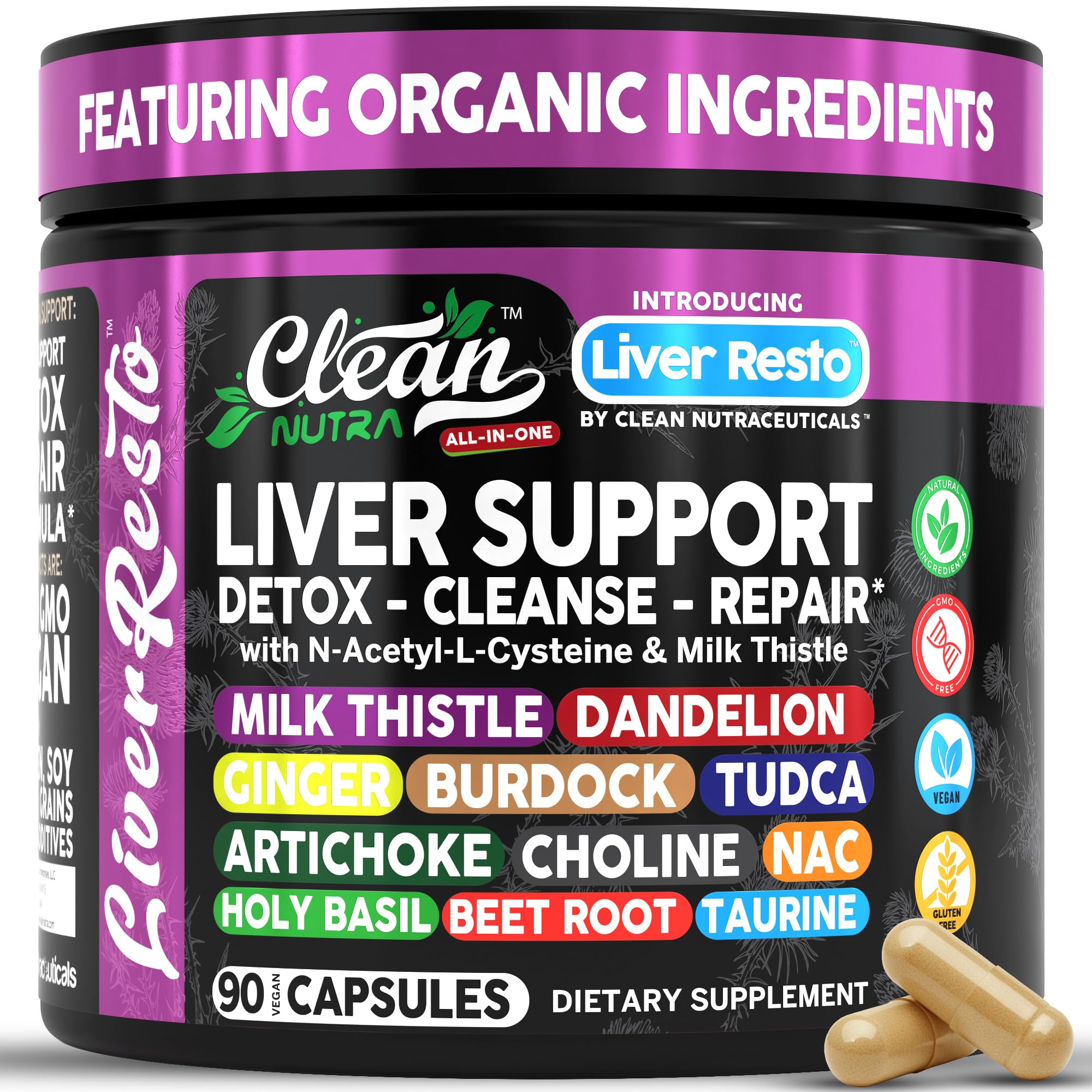 Clean Nutraceuticals front packaging showing liver support benefits