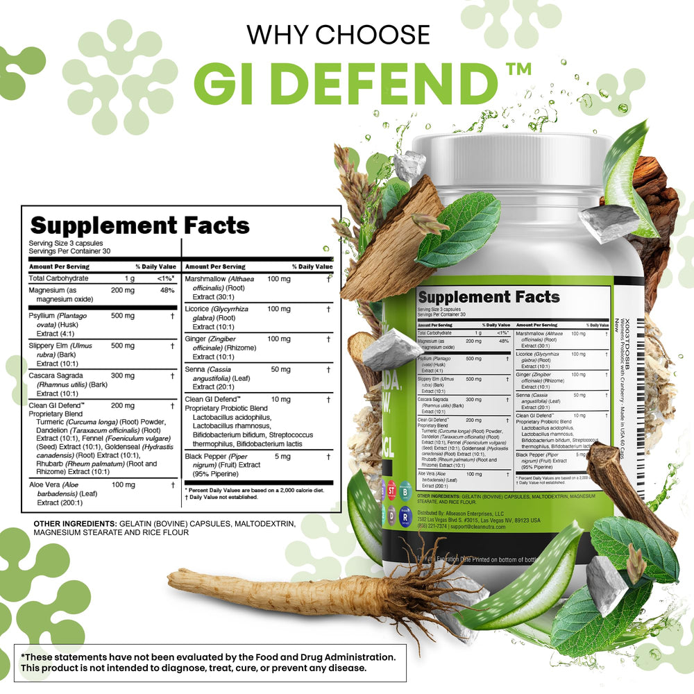 Clean Nutraceuticals label ingredient panel showing active herbs and probiotic blend benefits