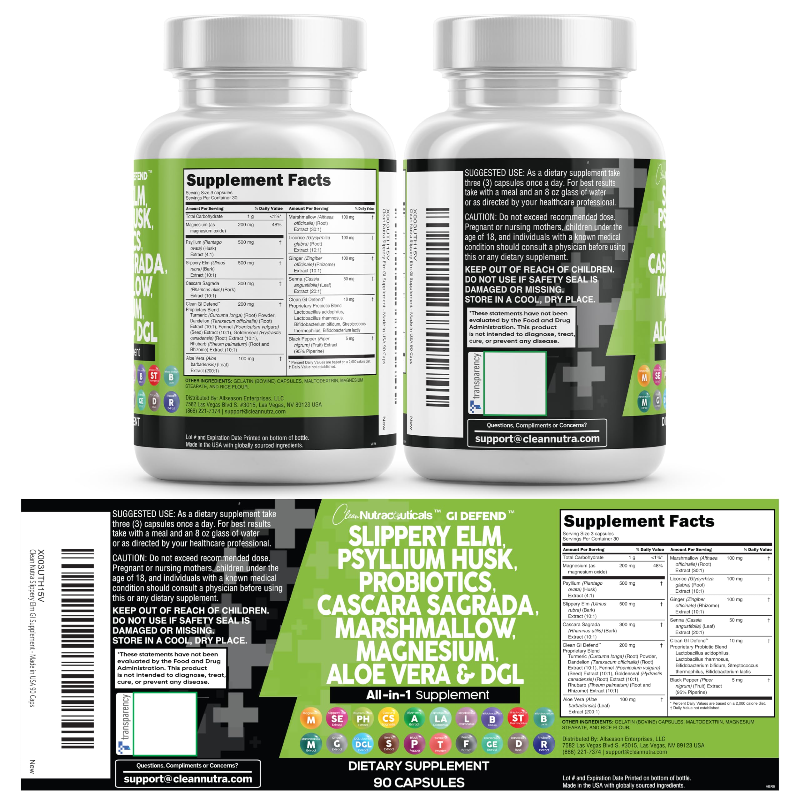 Clean Nutraceuticals quality seal close-up indicating USA manufacturing and ingredient transparency