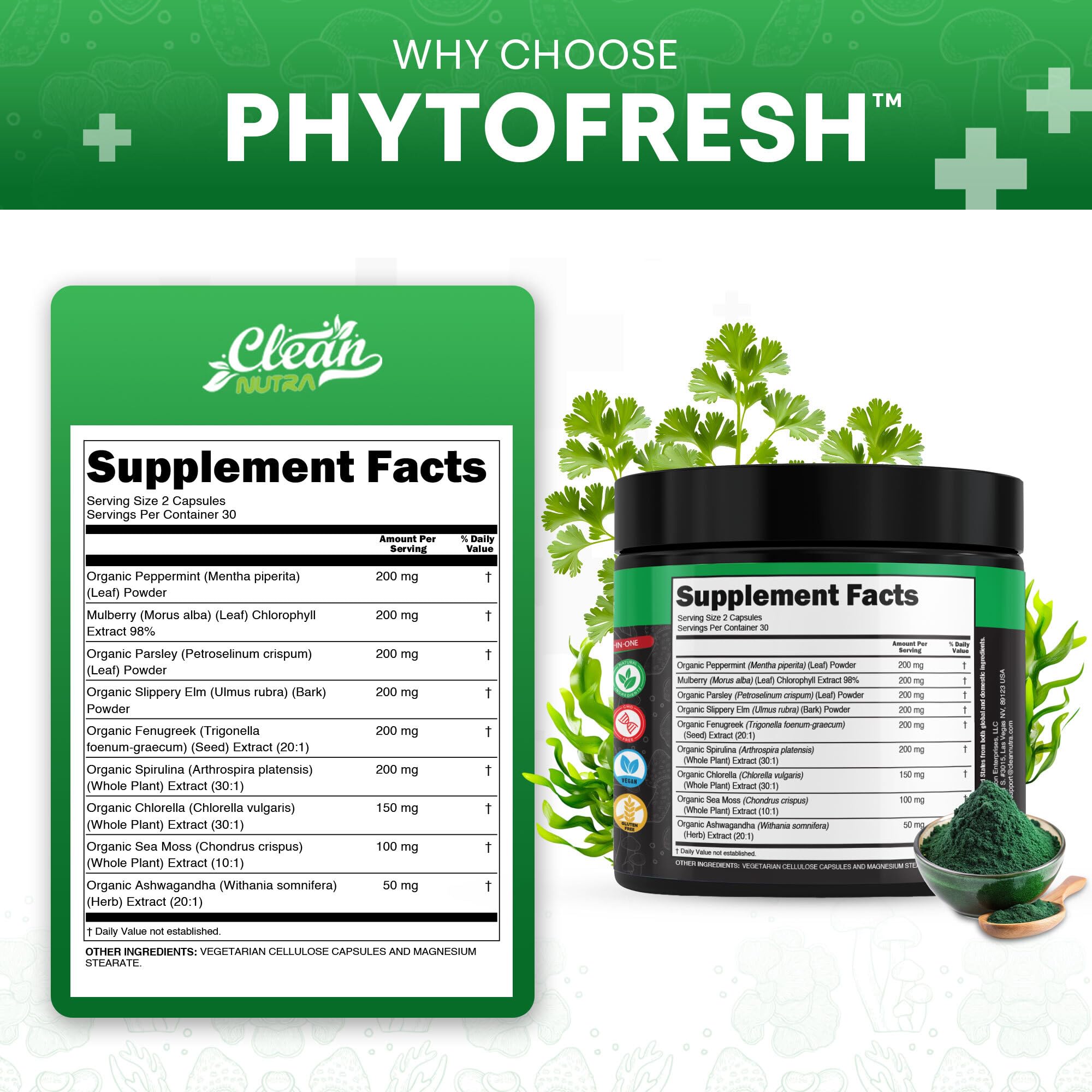 Clean Nutraceuticals sea moss and parsley blend emphasizing mineral-rich support