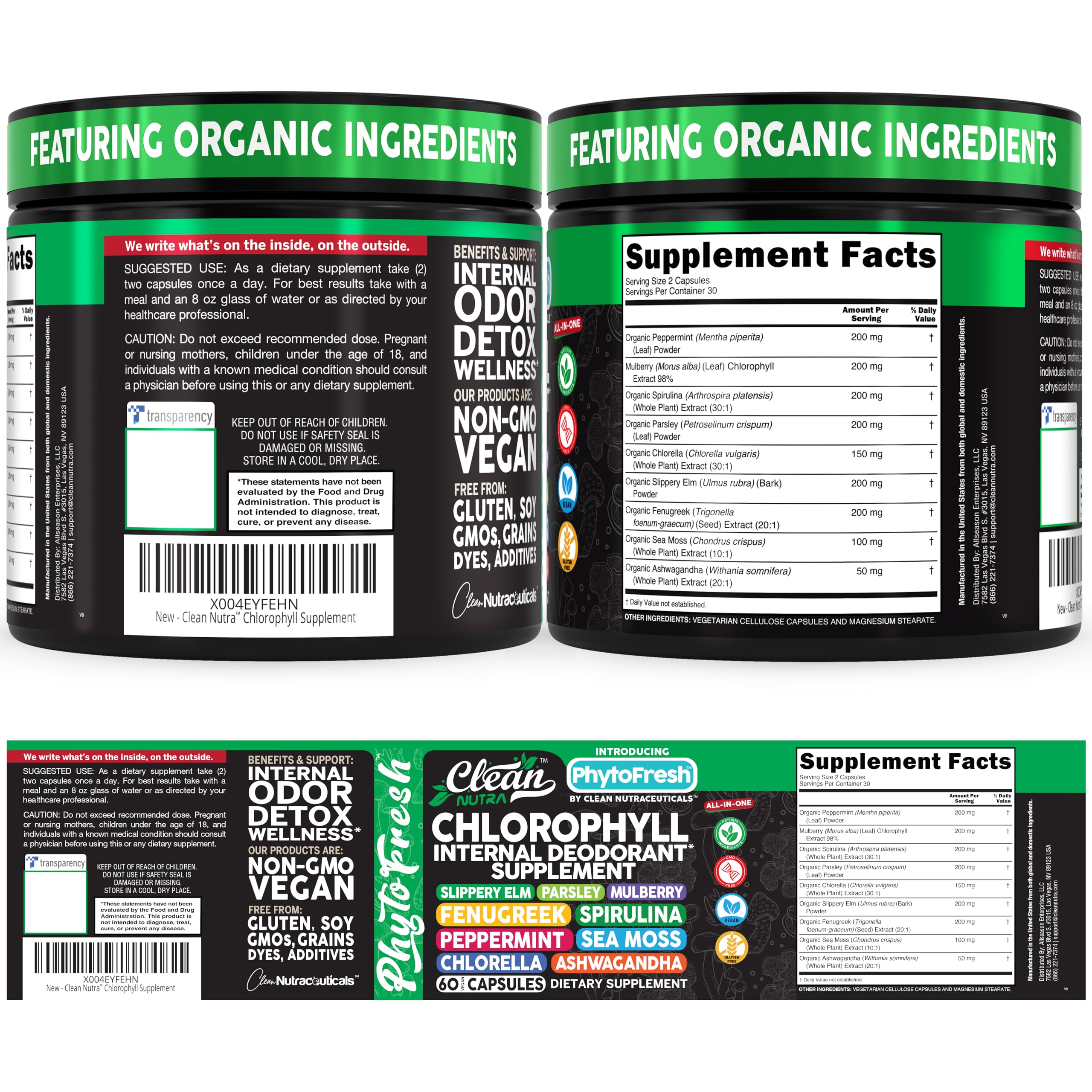 Clean Nutraceuticals recyclable packaging close-up indicating sustainable sourcing