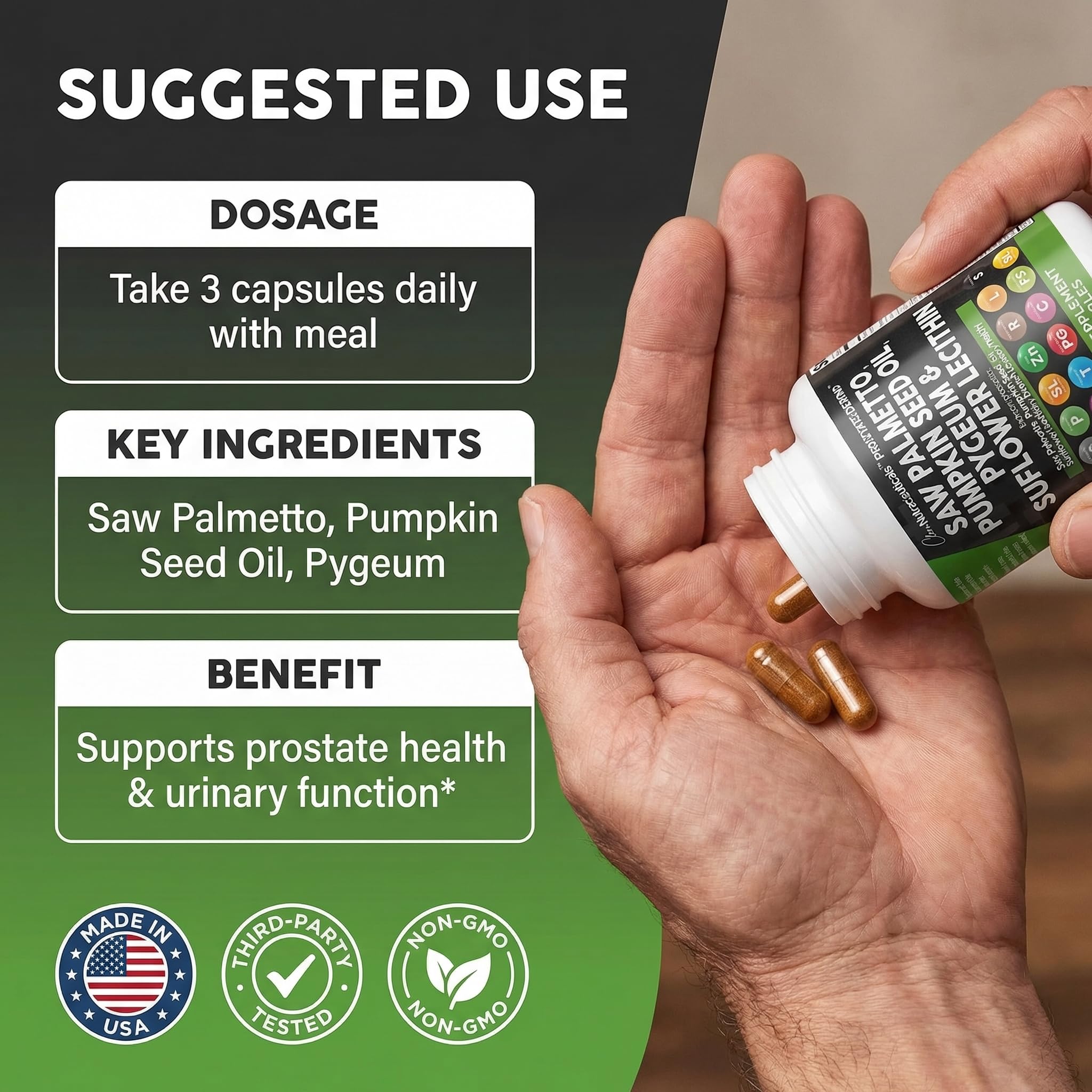 Clean Nutraceuticals three-capsule serving on plate for clear dosage view