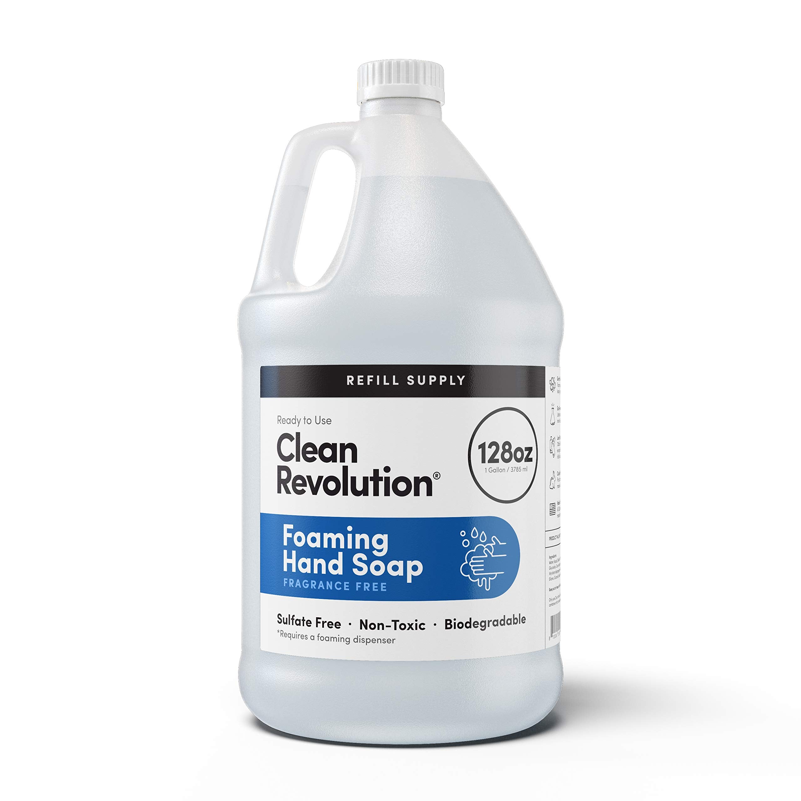 Clean Revolution front view of 128 fl oz gallon bottle showing packaging and benefit