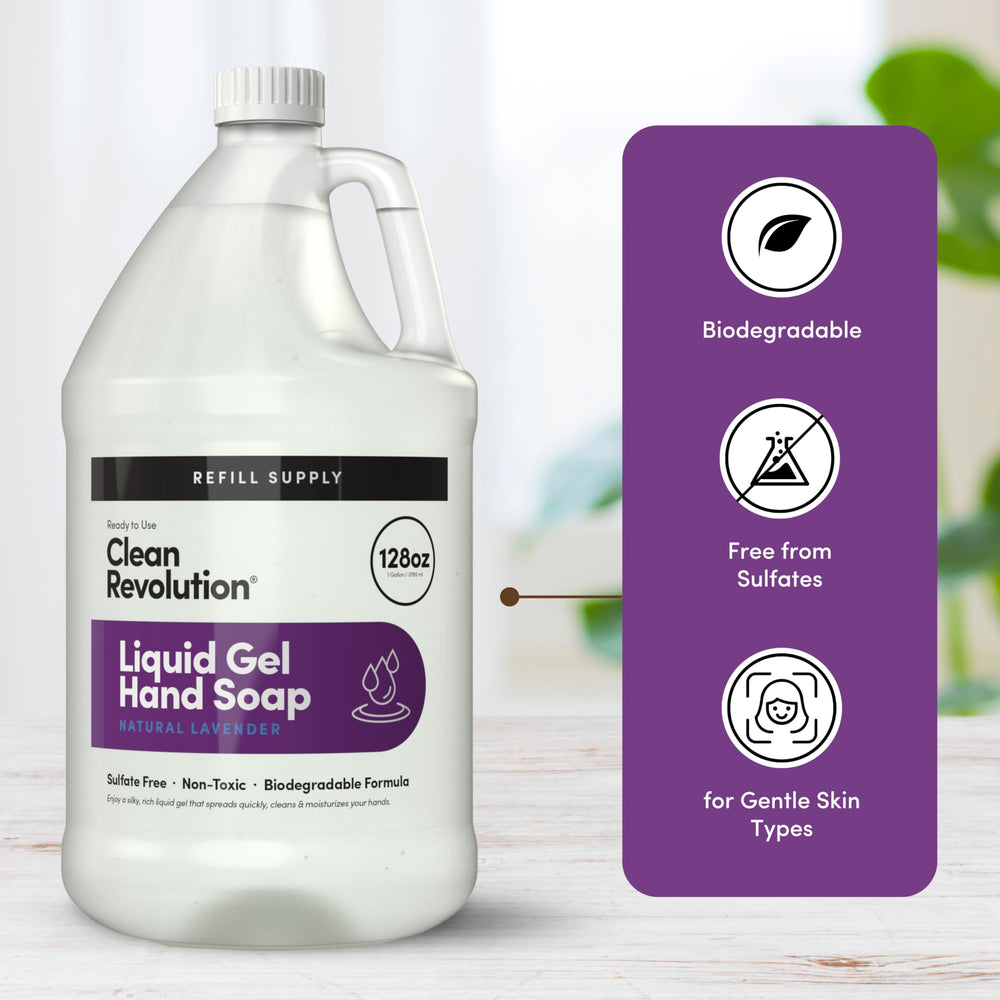 Hand dispensing Clean Revolution liquid gel to show easy pump use and gentle cleansing