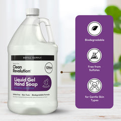 Hand dispensing Clean Revolution liquid gel to show easy pump use and gentle cleansing