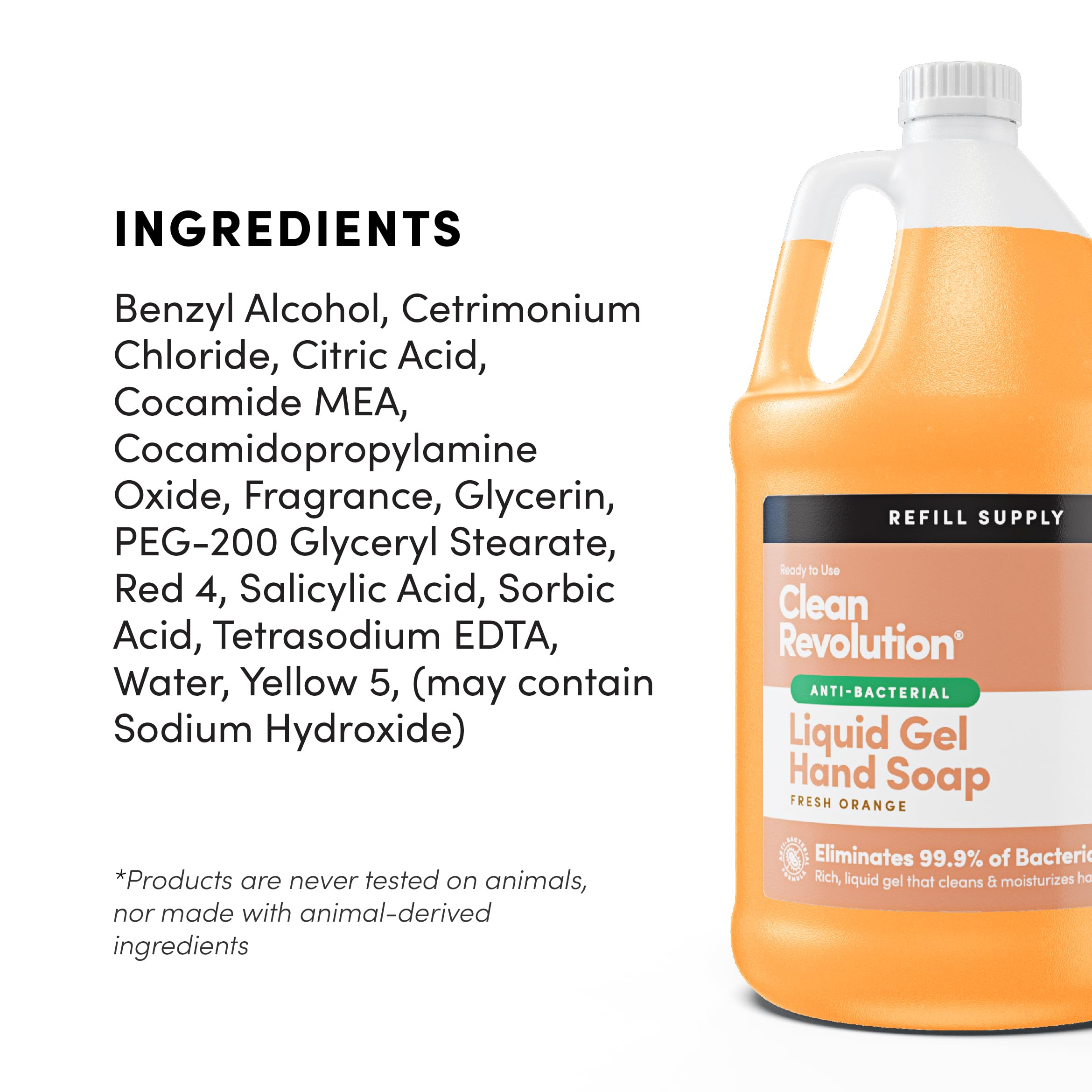 Clean Revolution gallon next to 12 fl oz bottle to show refill economy and scale