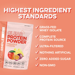 Clean Simple Eats powder being shaken in bottle, quick-prep convenience benefit