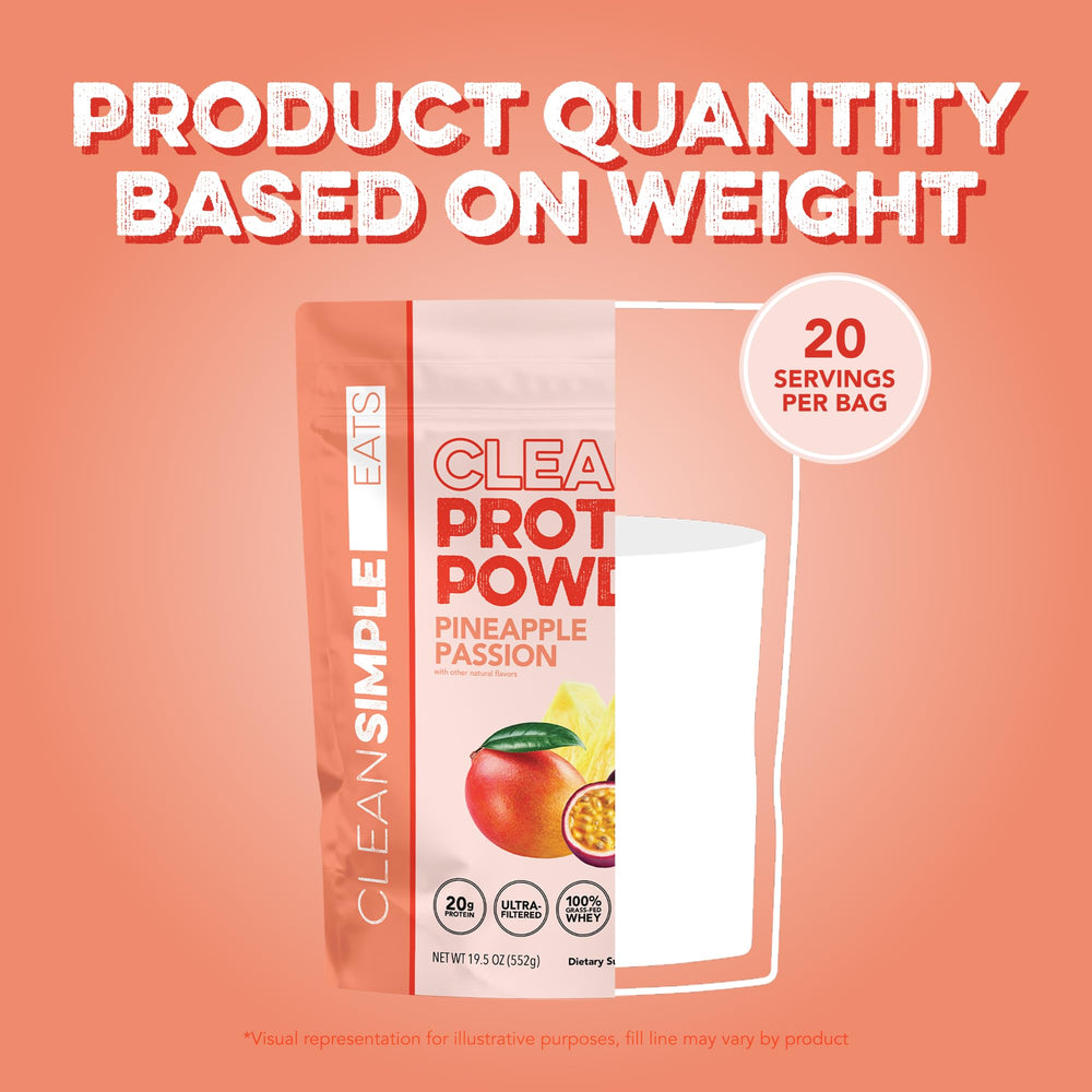 Clean Simple Eats tub next to fresh pineapple and passion fruit, natural flavor benefit