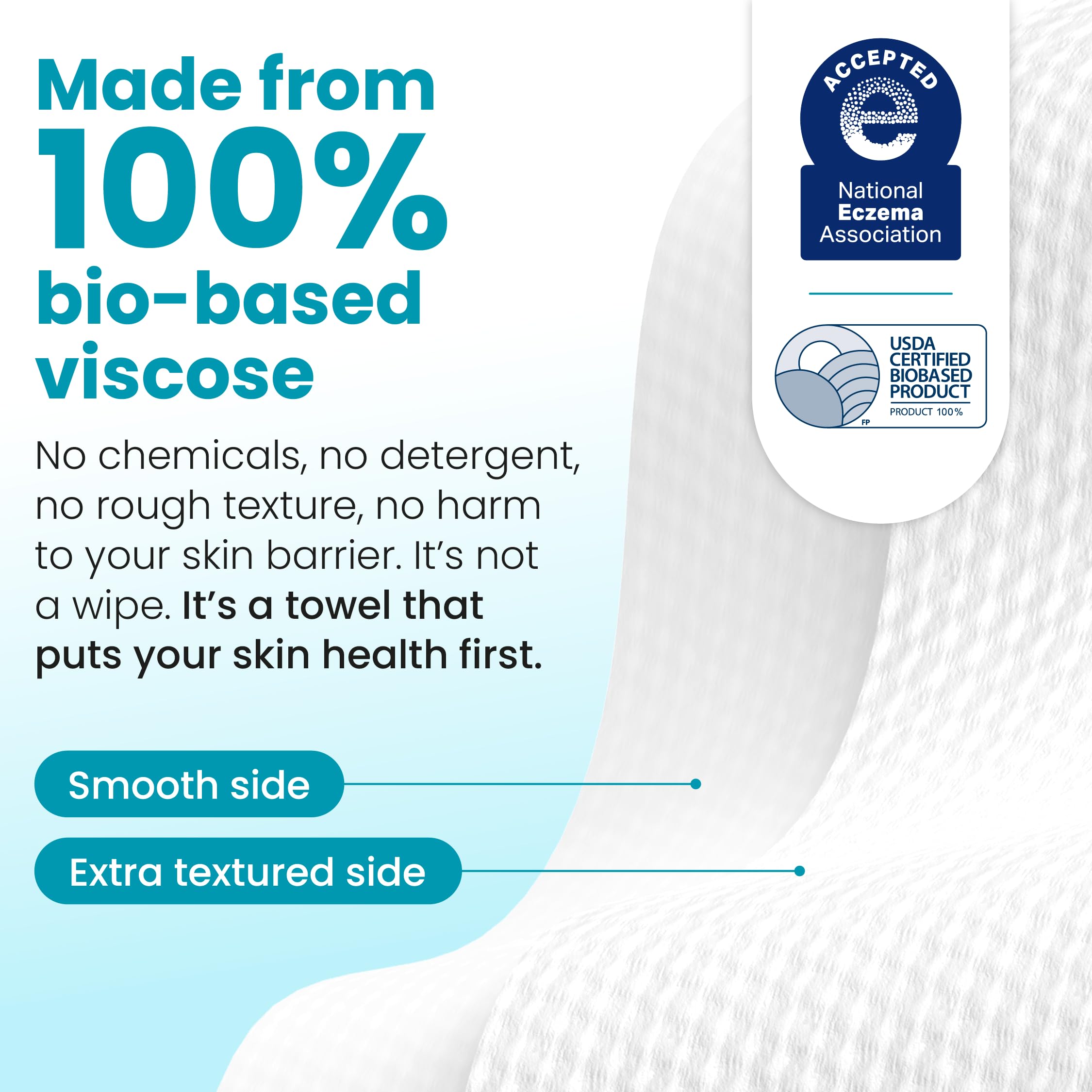 CLEAN SKIN CLUB towel being gently applied to face showing gentle exfoliation