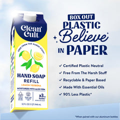 Cleancult refill pouch in hand demonstrating easy refill and convenience