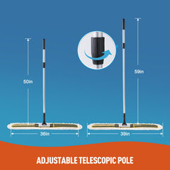 CLEANHOME extended handle length demo showing adjustable 50–59 inch pole for ergonomic use
