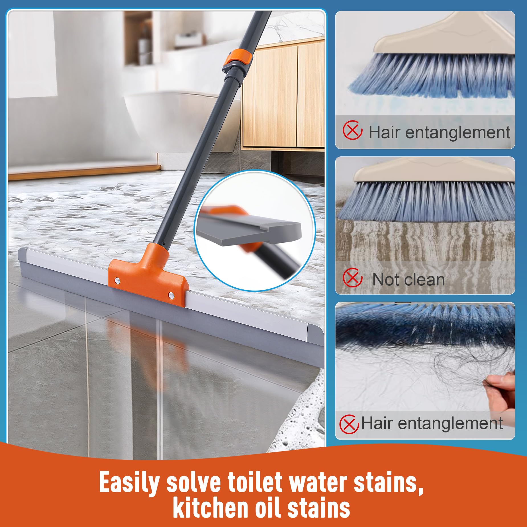 CLEANHOME squeegee clearing water on pool deck to speed dry times