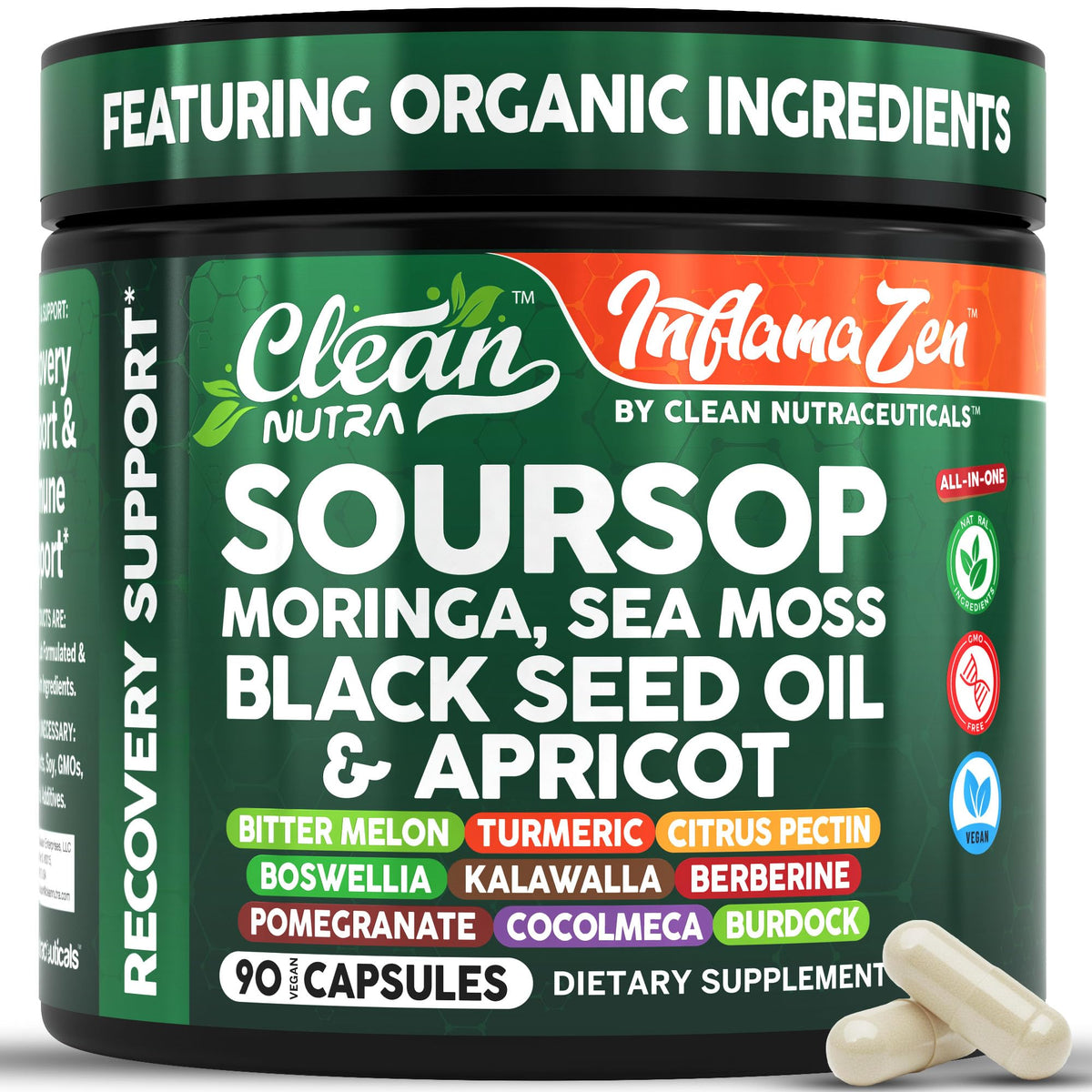 Clean Nutraceuticals bottle front view showing premium soursop supplement benefits