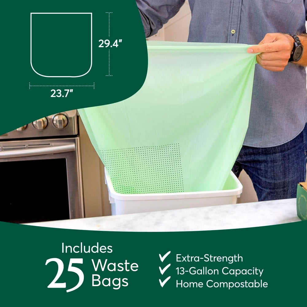 Cleanomic bag filled with food scraps illustrating leak resistance for messy kitchen waste