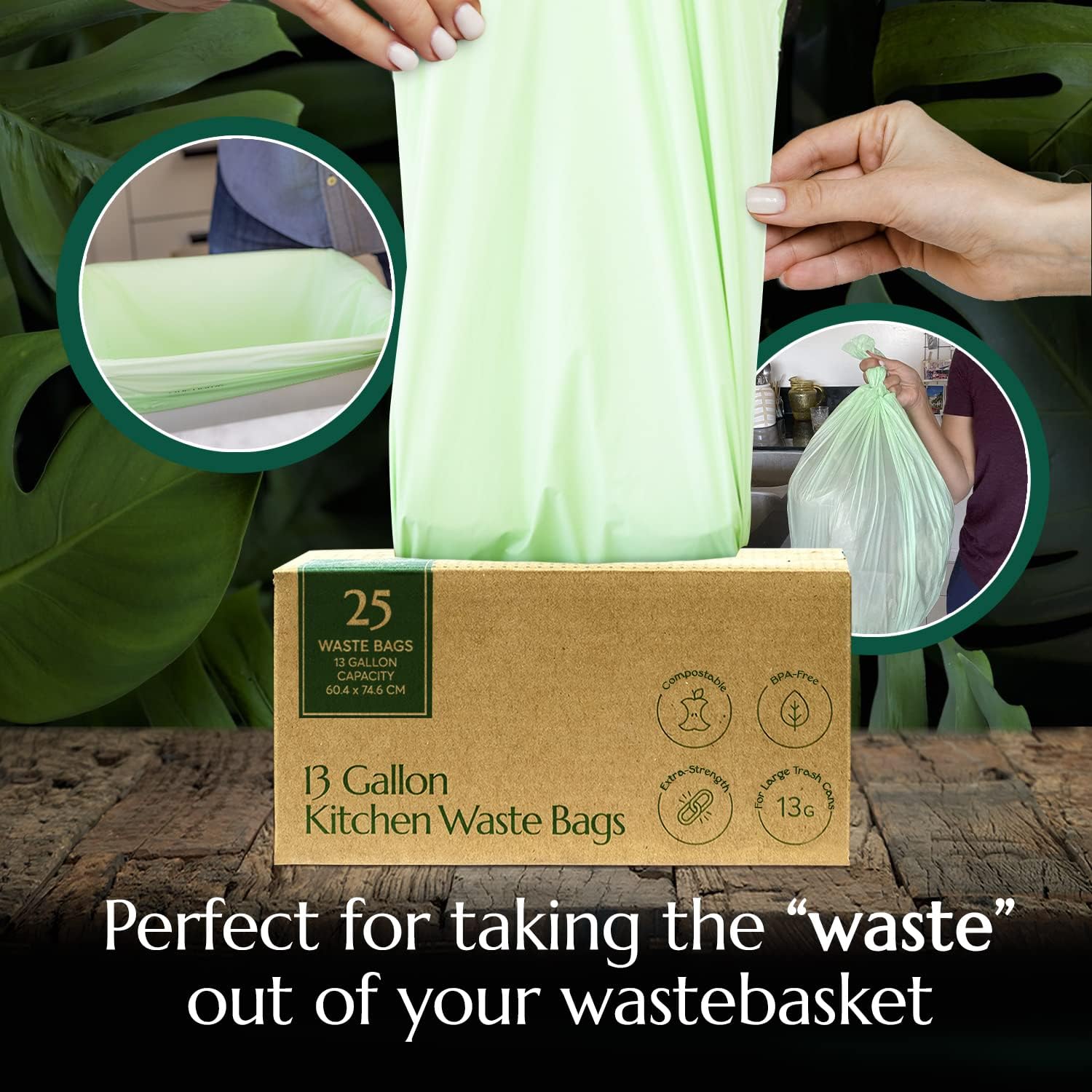 Cleanomic product label and BPI certification badge proving industrial composting acceptance