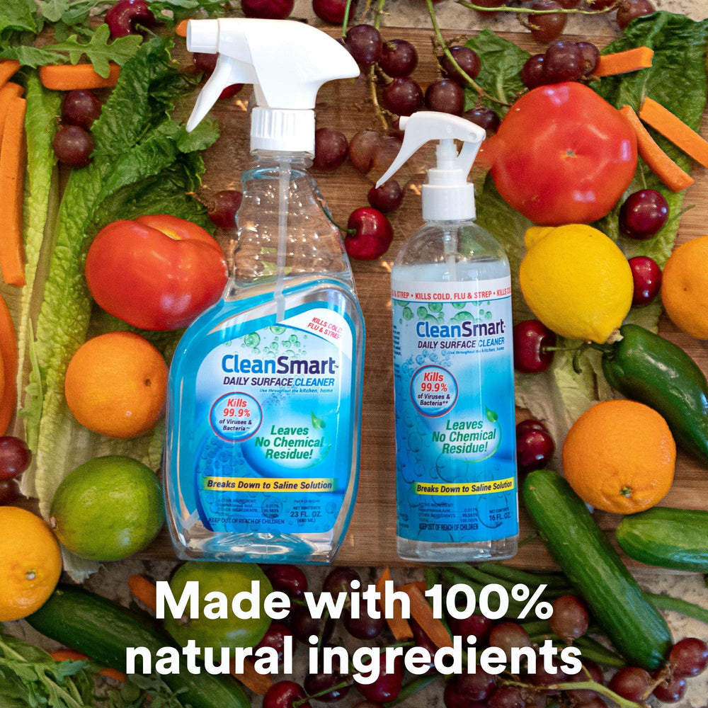 CleanSmart sprayed near a pet bowl showing pet-safe cleaning reassurance