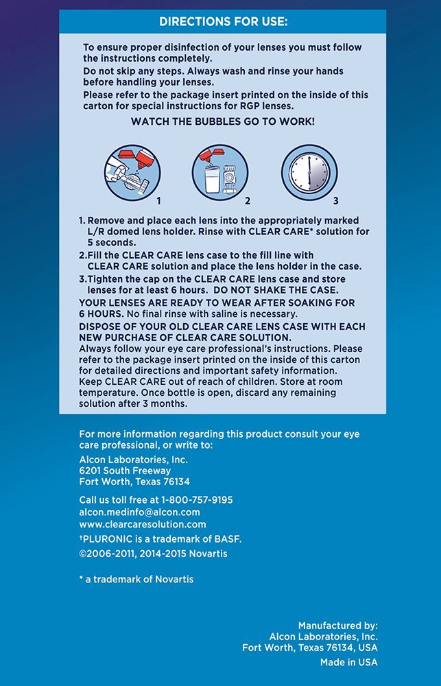 Clear Care domed lens baskets holding lenses for thorough exposure benefit