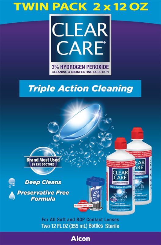 Clear Care lens case open revealing platinum disk for neutralization benefit