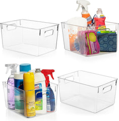 ClearSpace front view of clear plastic storage bin showing clean lines and visibility benefit
