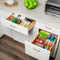 ClearSpace bins in fridge holding snacks showing visibility and freshness benefit