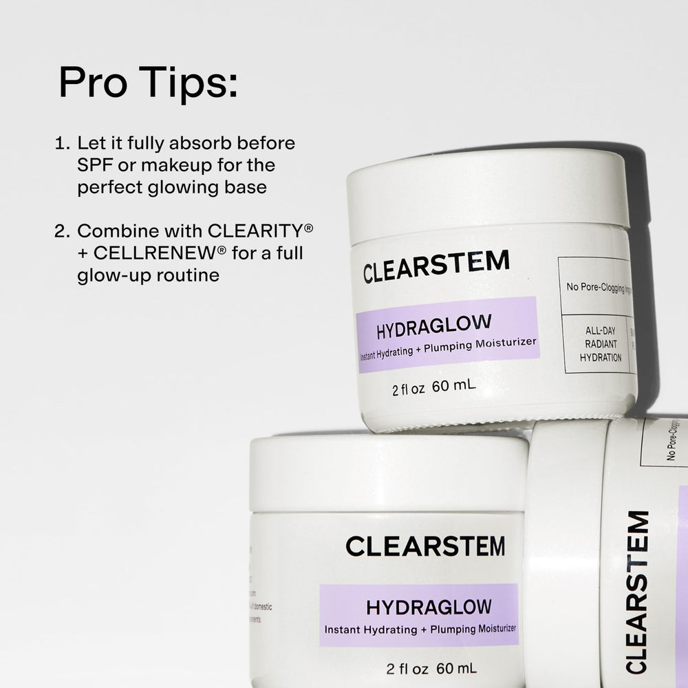 CLEARSTEM jar held next to hand to show 60 ml size and travel-friendly benefit