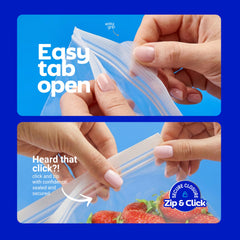 CLEARWARE filled bags with portioned meal-prep saving fridge time