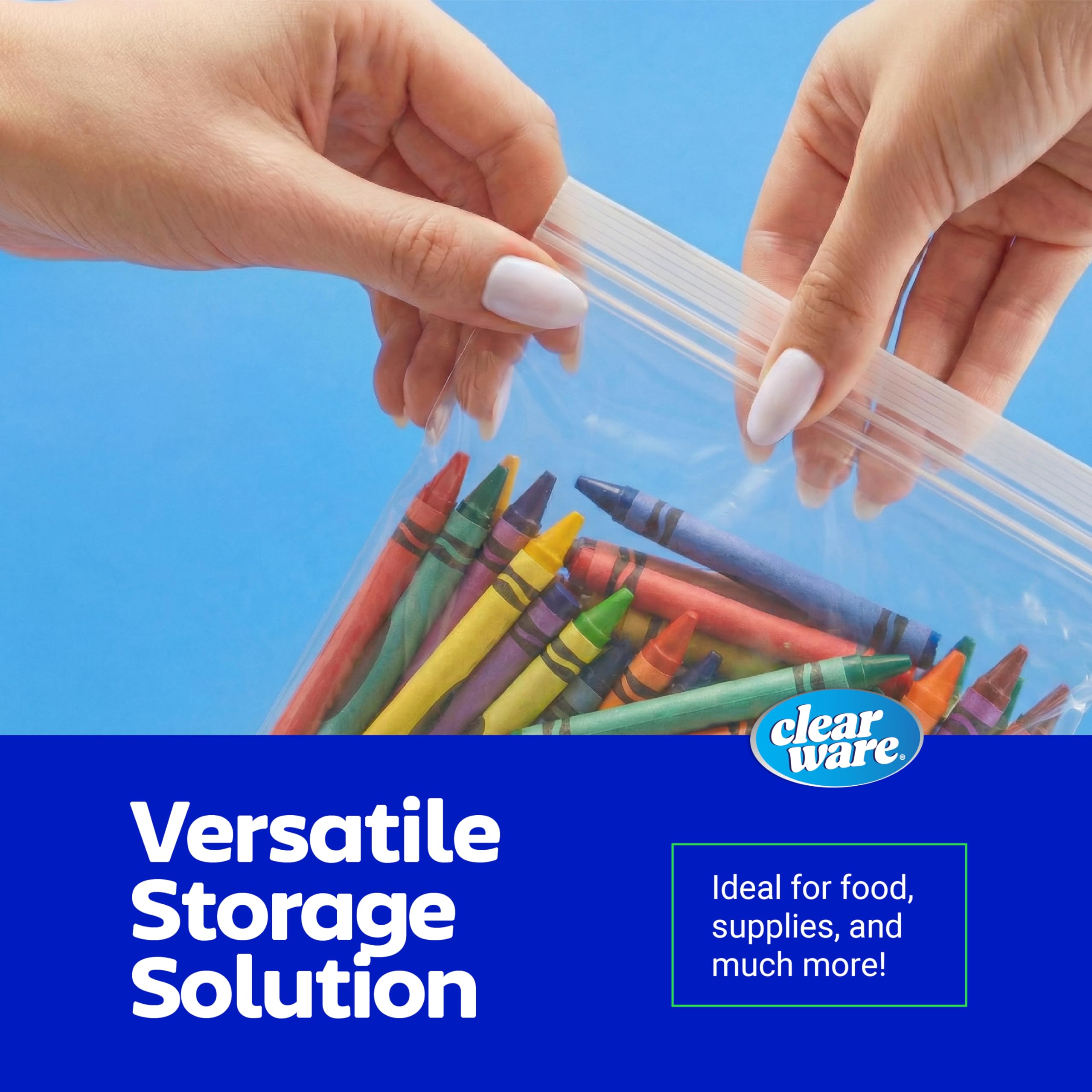 CLEARWARE label close-up showing BPA free mark for safer food storage