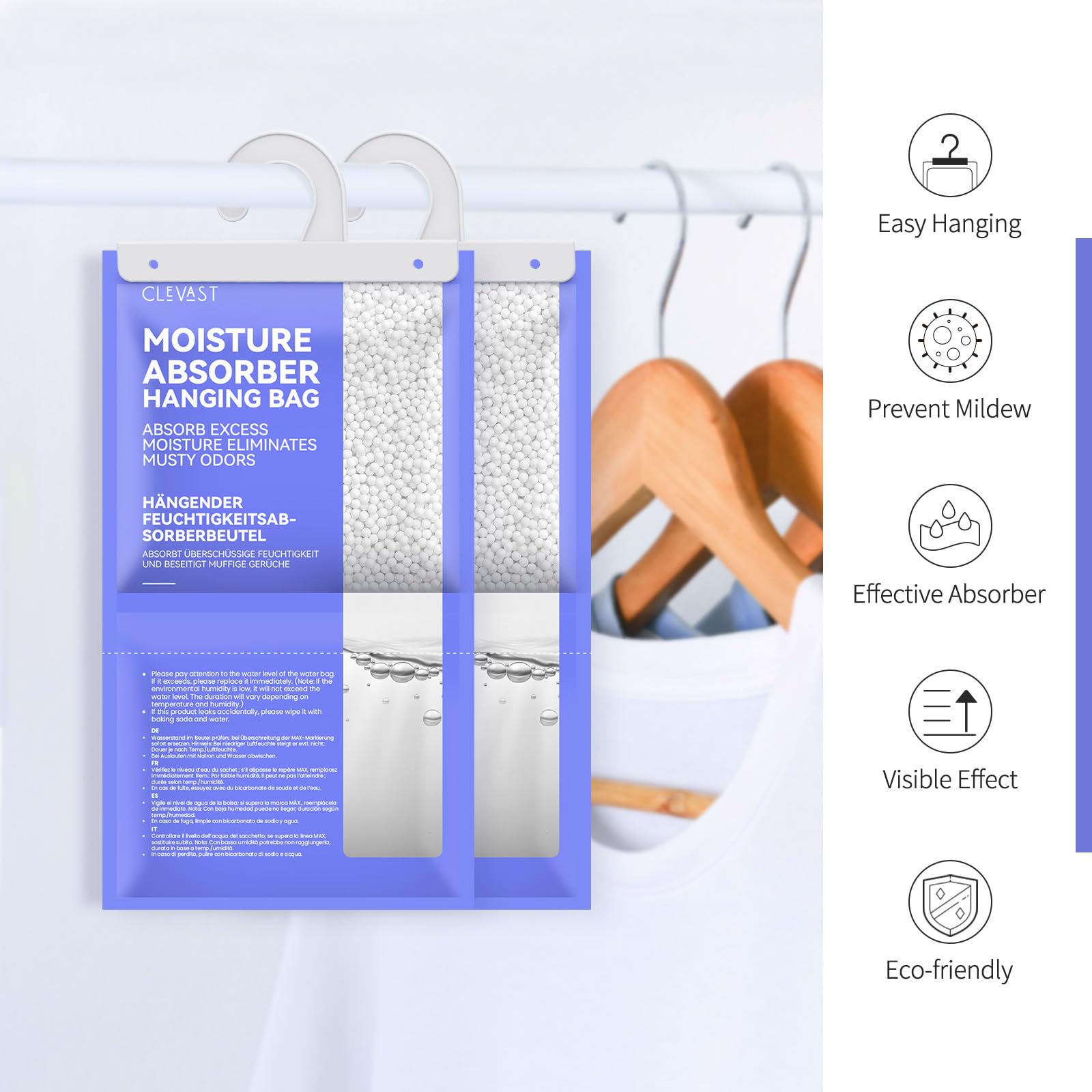 CLEVAST placed on bathroom counter reducing condensation and damp odors