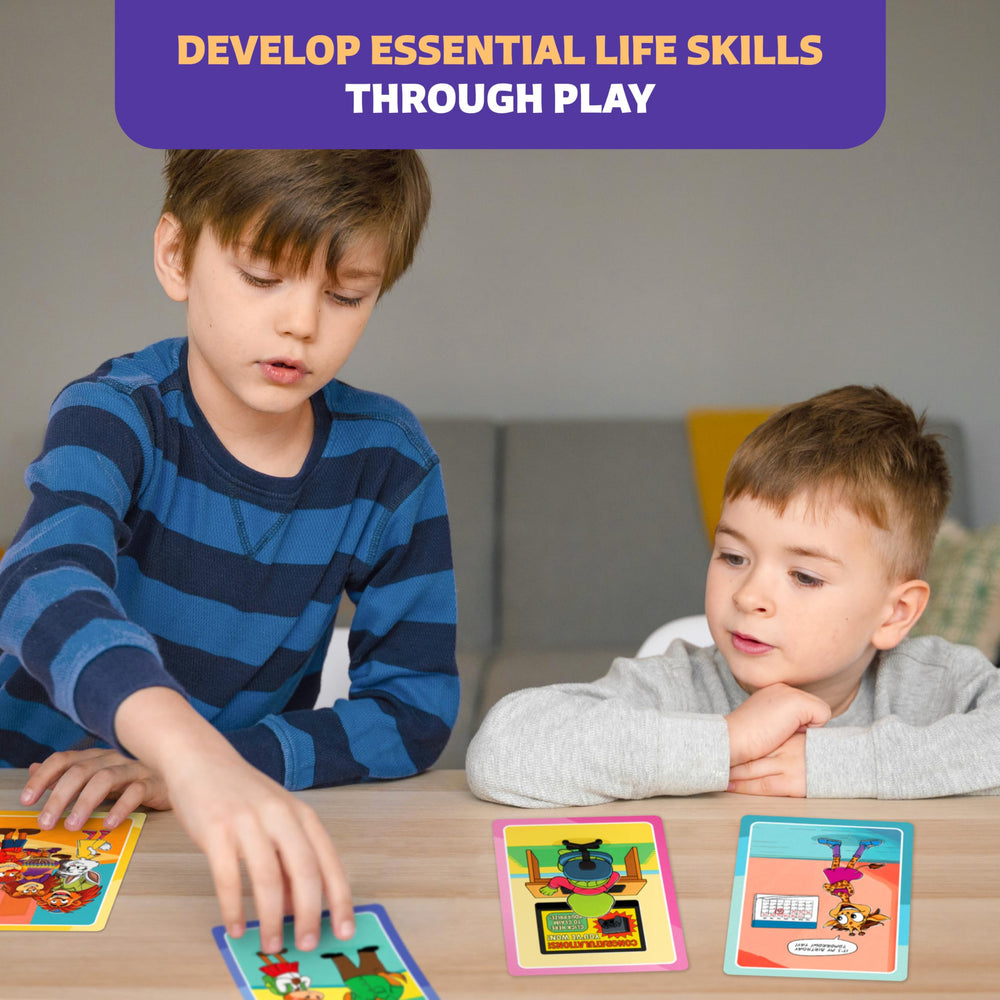 Clever Fox Play child using cards with adult guiding for improved speech and interaction