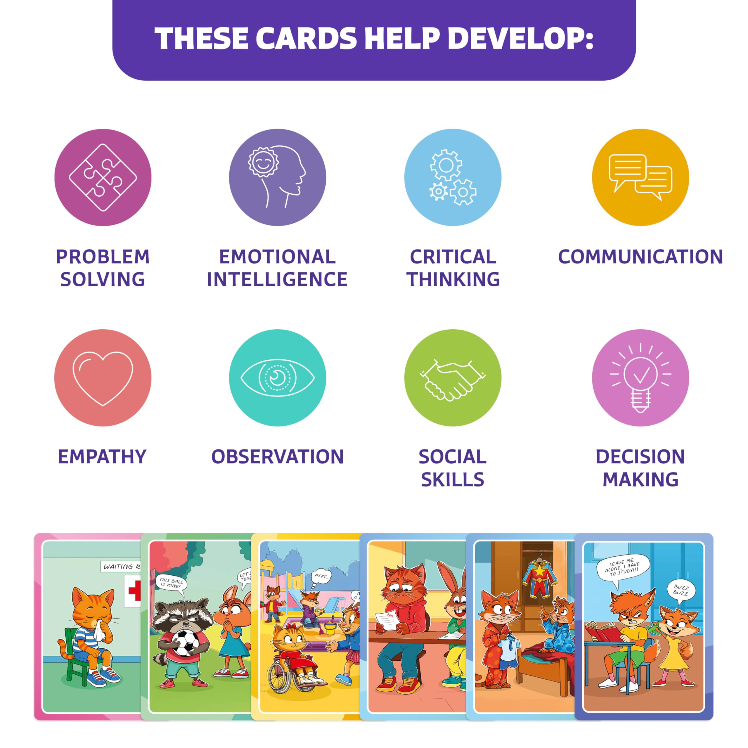 Clever Fox Play small group using cards in classroom to build social skills and conversation