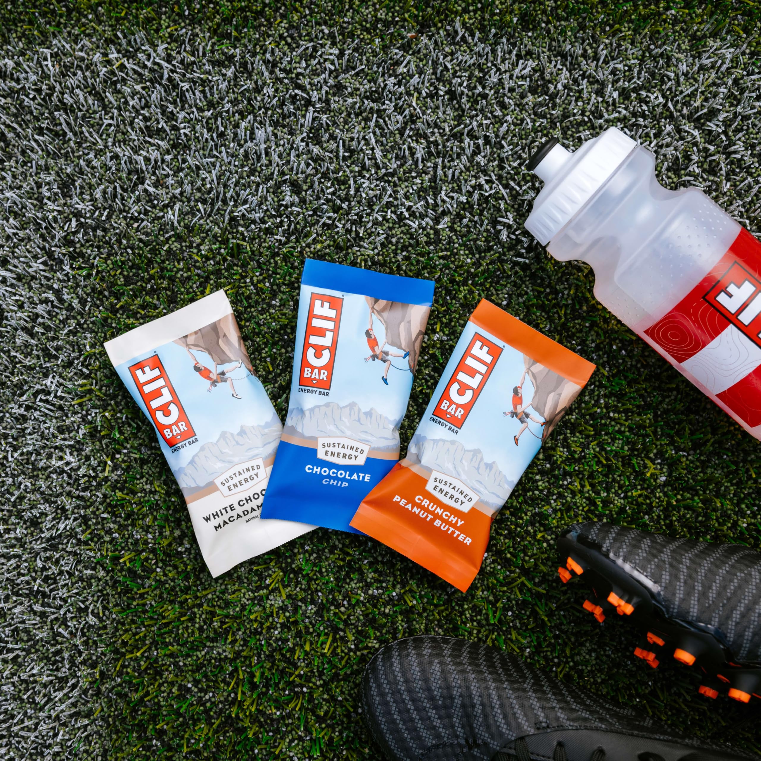 CLIF Bar energy bars on a cyclist's stop highlighting in-ride fueling benefit