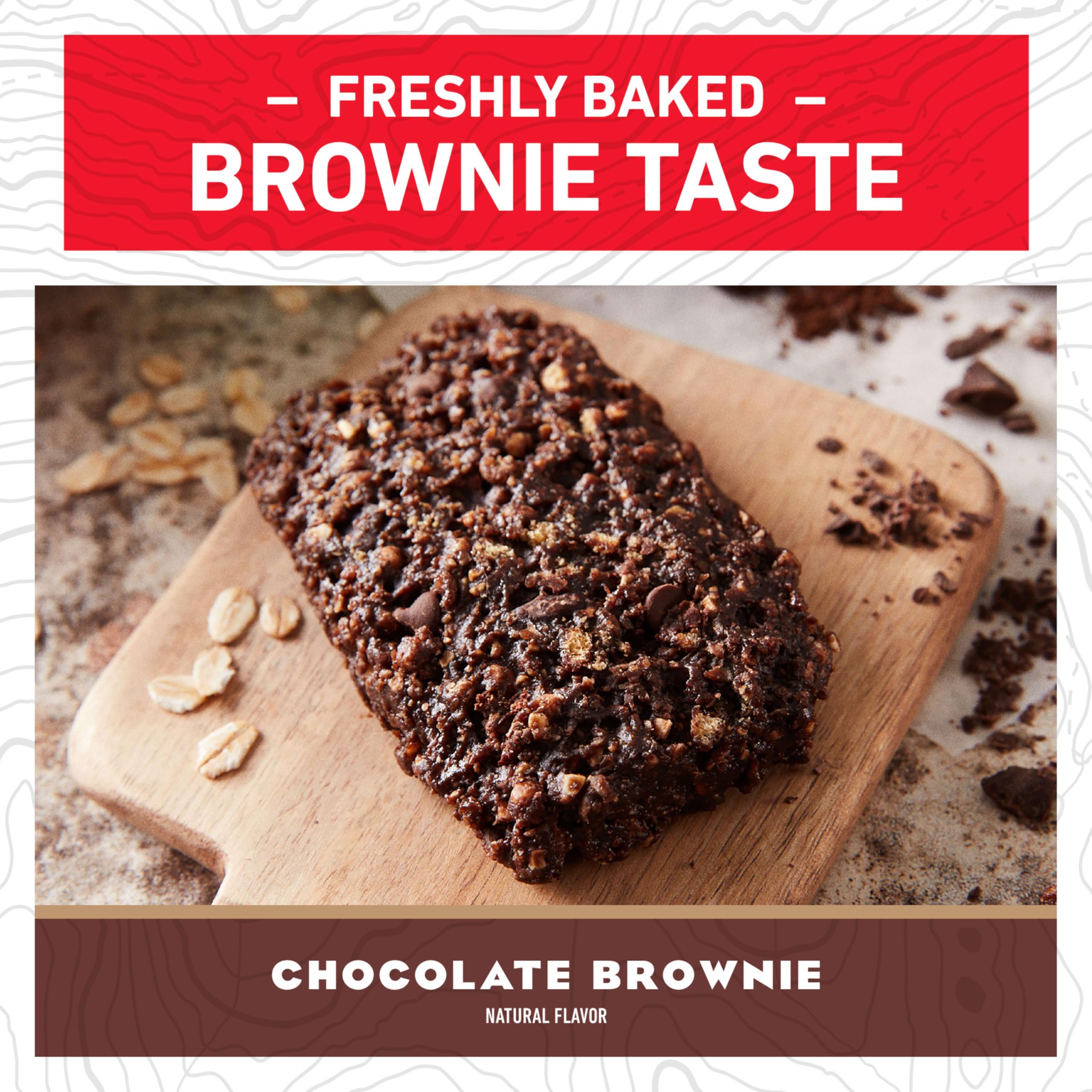 CLIF Bar close-up of Chocolate Brownie texture highlighting oats and chocolate bits