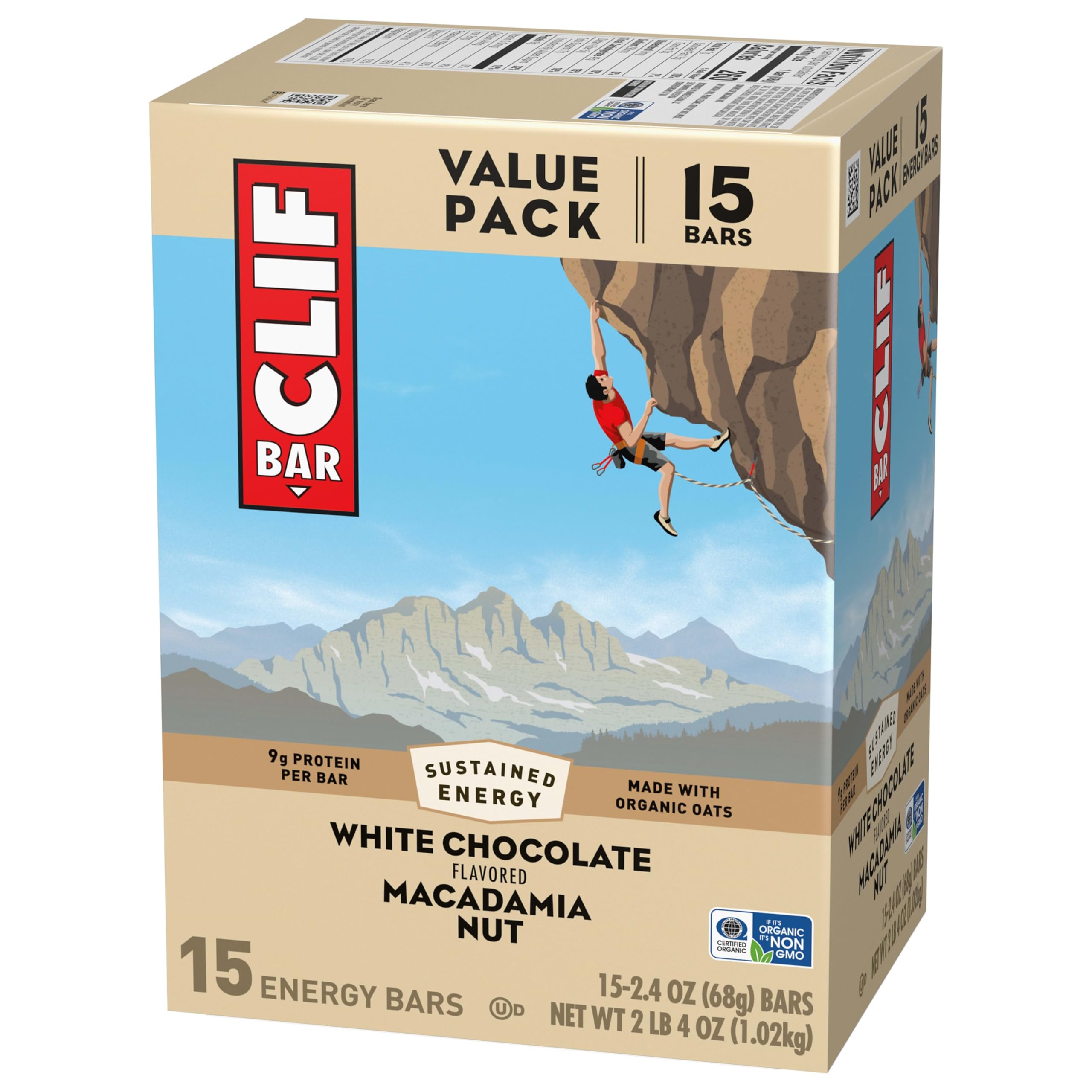 CLIF BAR nutrition label close-up showing protein content and ingredient transparency