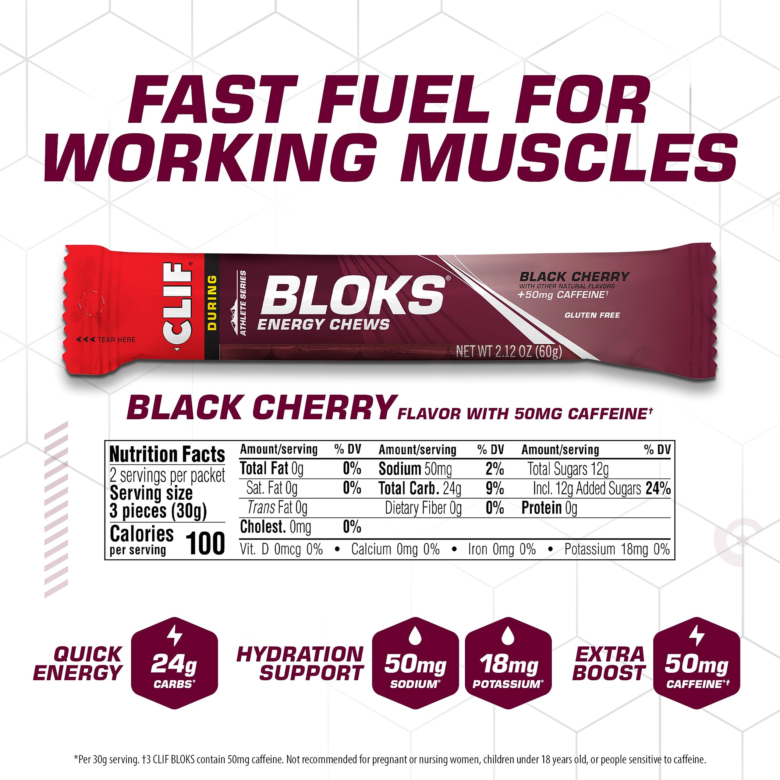 Clif Bloks open single-serve pack with cubes visible for easy mid-activity access