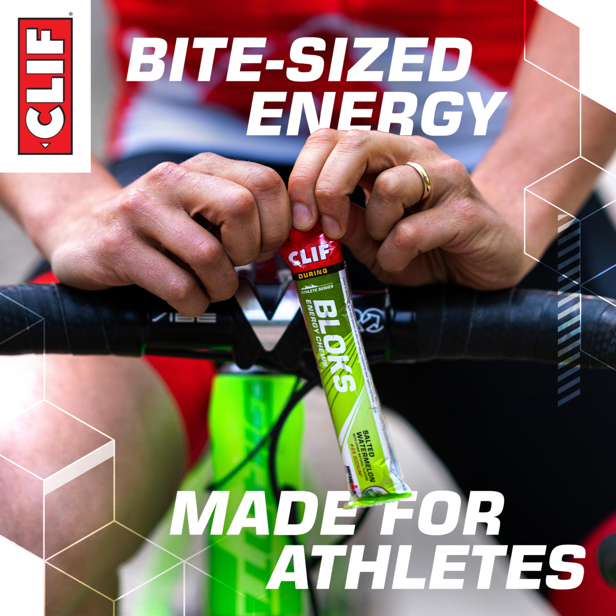 Clif Bloks close-up of cube texture highlighting easy-to-eat chewability