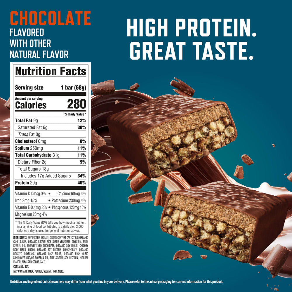 CLIF BUILDER'S chocolate protein bar unwrapped for quick protein