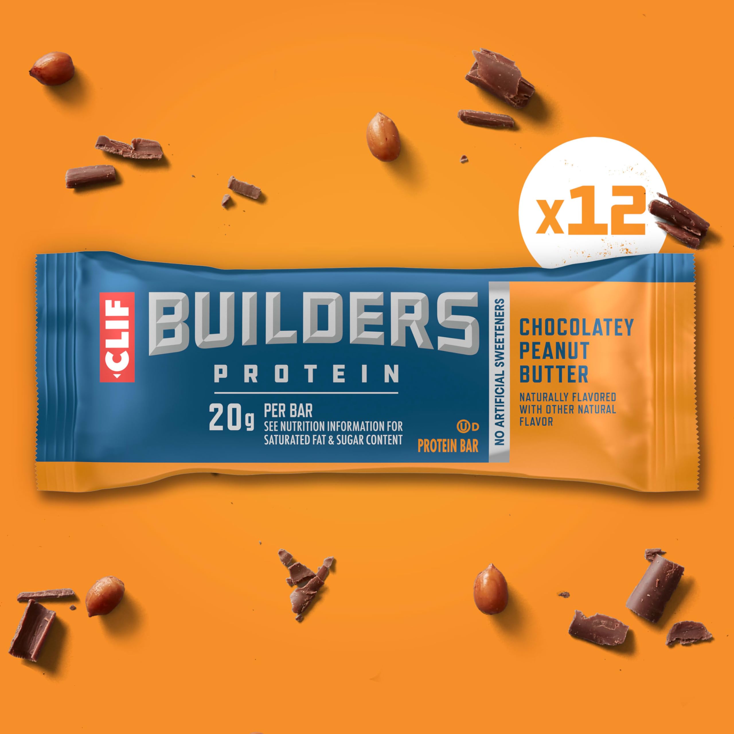 CLIF BUILDERS close-up of crunchy chocolate peanut butter texture and satisfaction