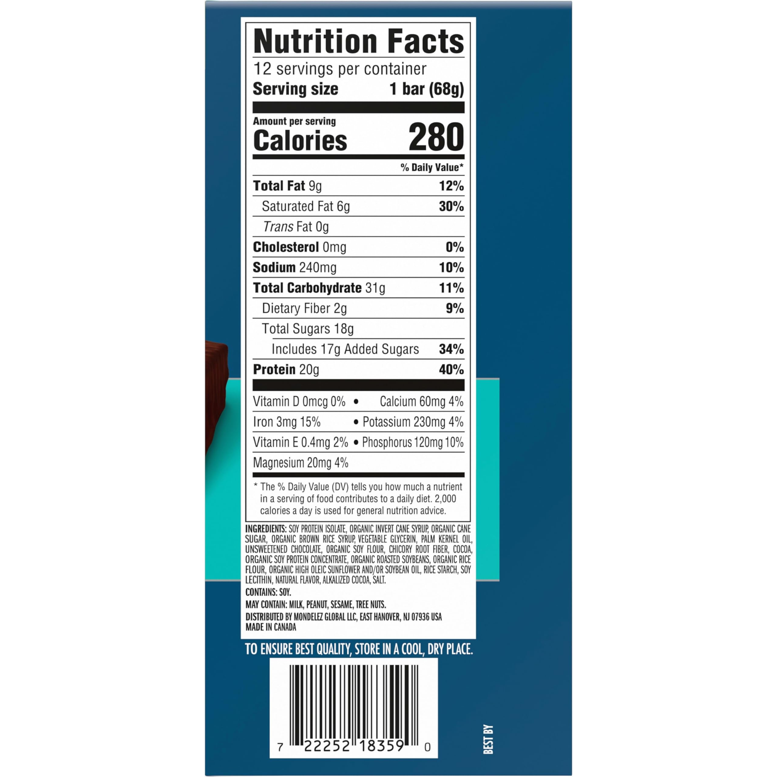 CLIF BUILDERS ingredient label and nutrition facts for informed choice