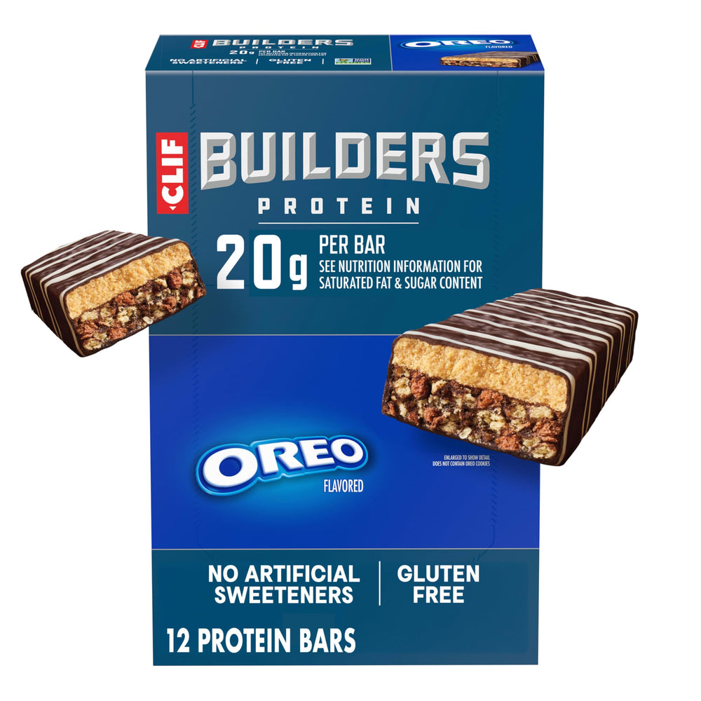 CLIF BUILDERS front packaging showing 12-count convenience and brand