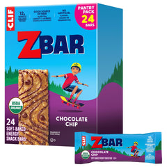 Clif Kid Zbar front packaging showing 24-count box and flavor benefits