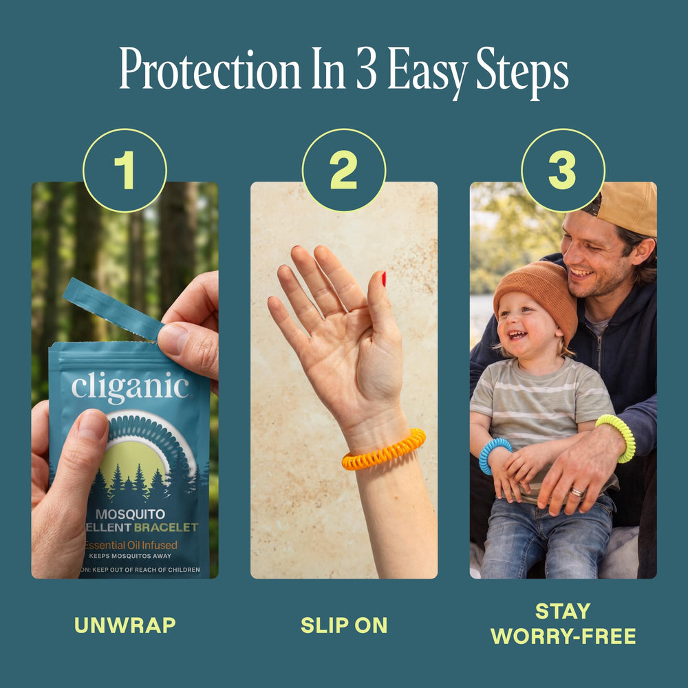 Cliganic bracelets worn at a picnic illustrating outdoor protection option