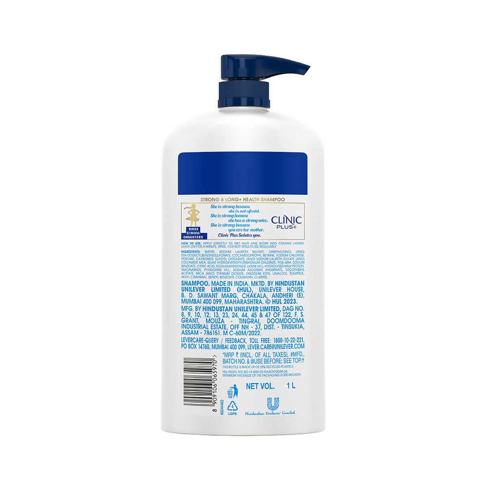 Clinic Plus family in bathroom using shampoo for daily care