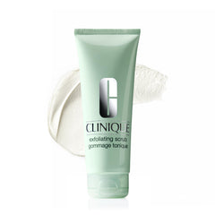 Clinique exfoliating face scrub front packaging shows clean clinical design and clear product name